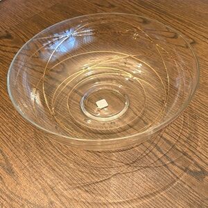 PartyLite Calypso Gold Swirl Glass Bowl 10.5" Retired Rare 3-Wick Candle Holder